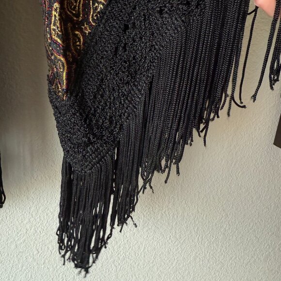 Vintage S. Howard Hirsch Black Gold Brocade Fringe Jacket I XS/S - Picture 6 of 10